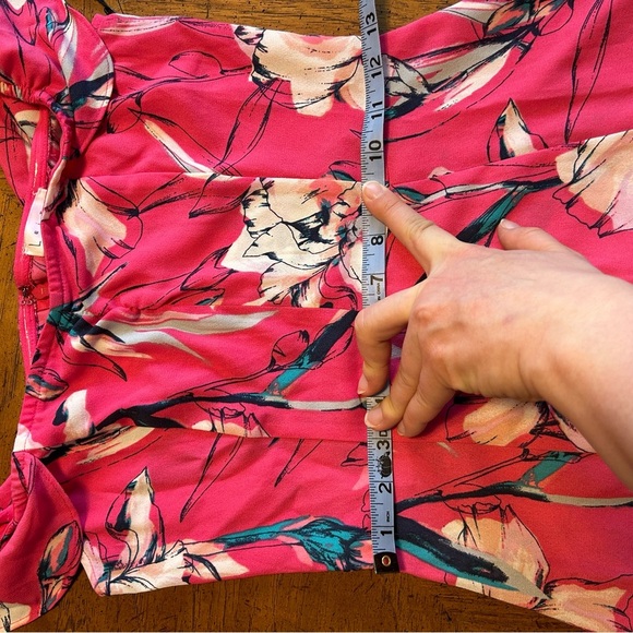 Leith Dress Floral Pink Sweetheart Neckline Midi Cocktail Casual Spring Formal - Picture 10 of 11